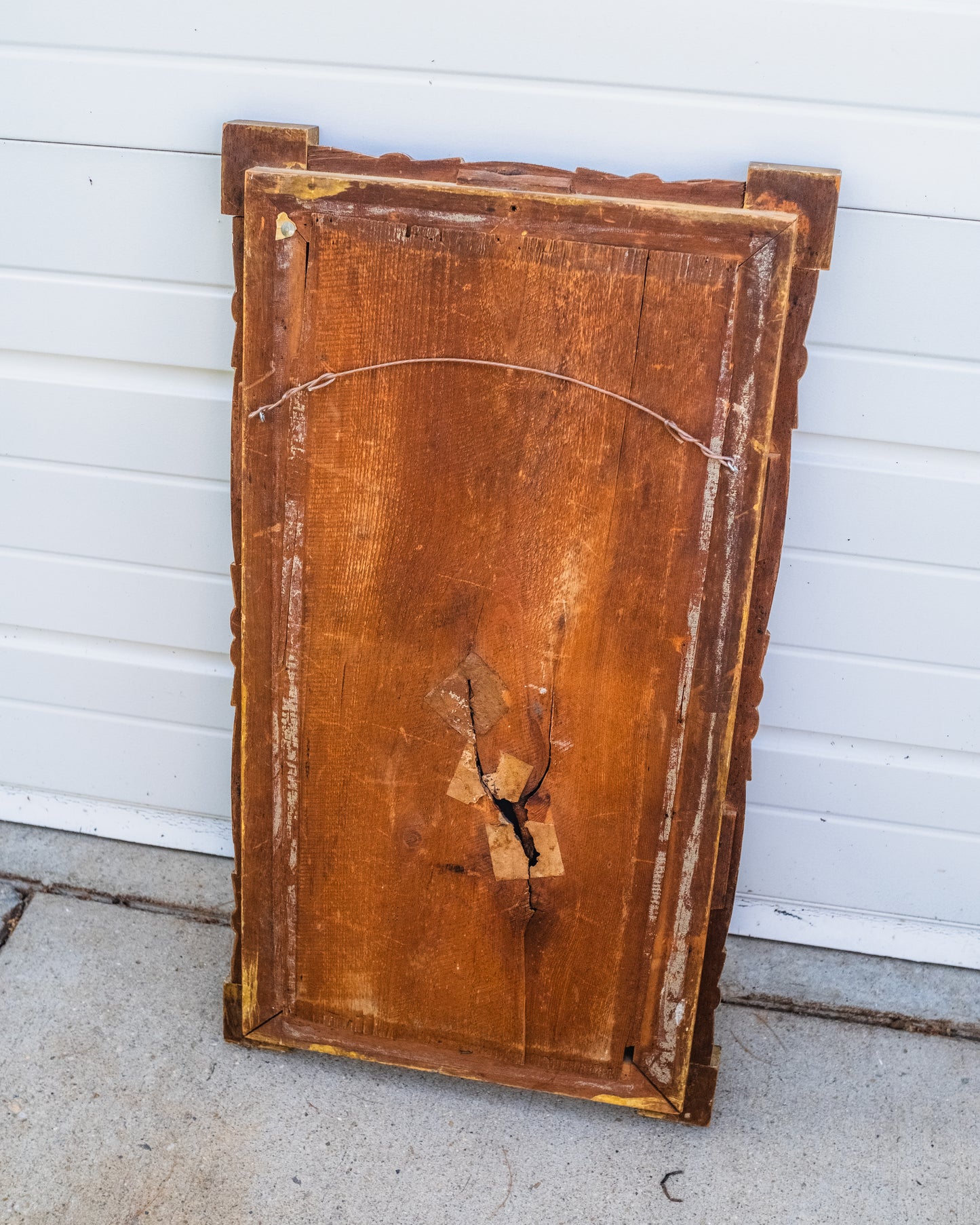Antique 1800s Federal Gilded Frame Reverse Painted Fruit Bowl Trumeau Mirror