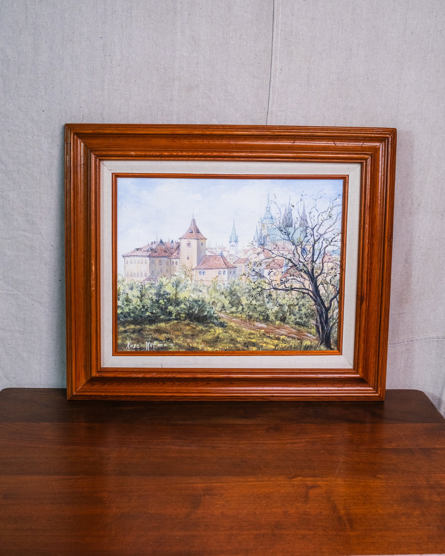 Framed St. Vitus Cathedral Prague Acrylic Painting on Canvas | Signed