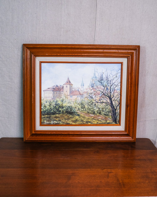 Framed St. Vitus Cathedral Prague Acrylic Painting on Canvas | Signed