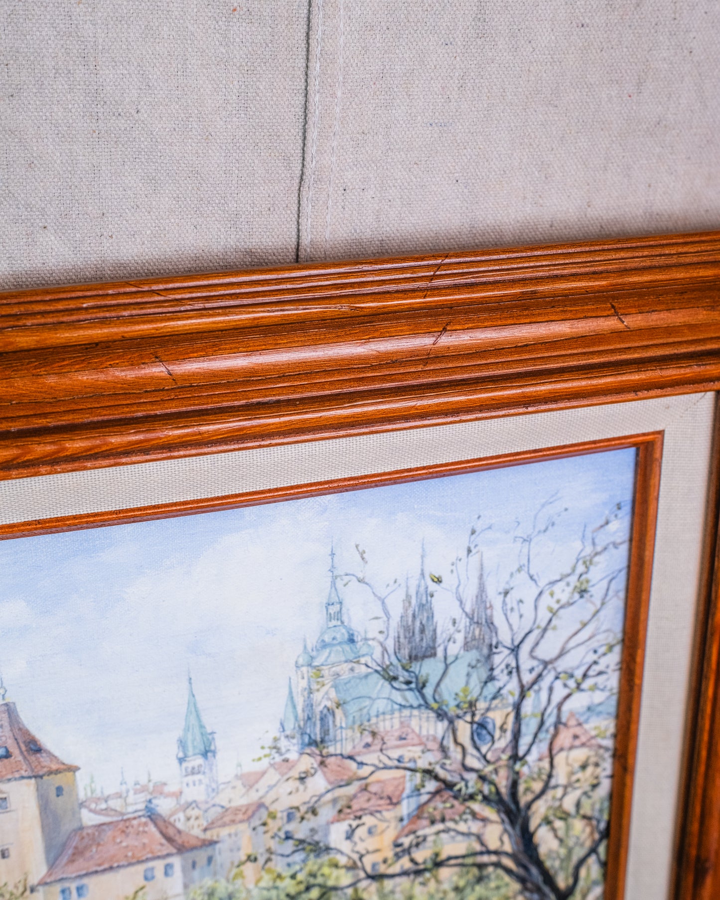 Framed St. Vitus Cathedral Prague Acrylic Painting on Canvas | Signed