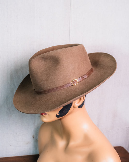 Vintage 1970s Bailey Taupe Brown Western Wool Cowboy Hat