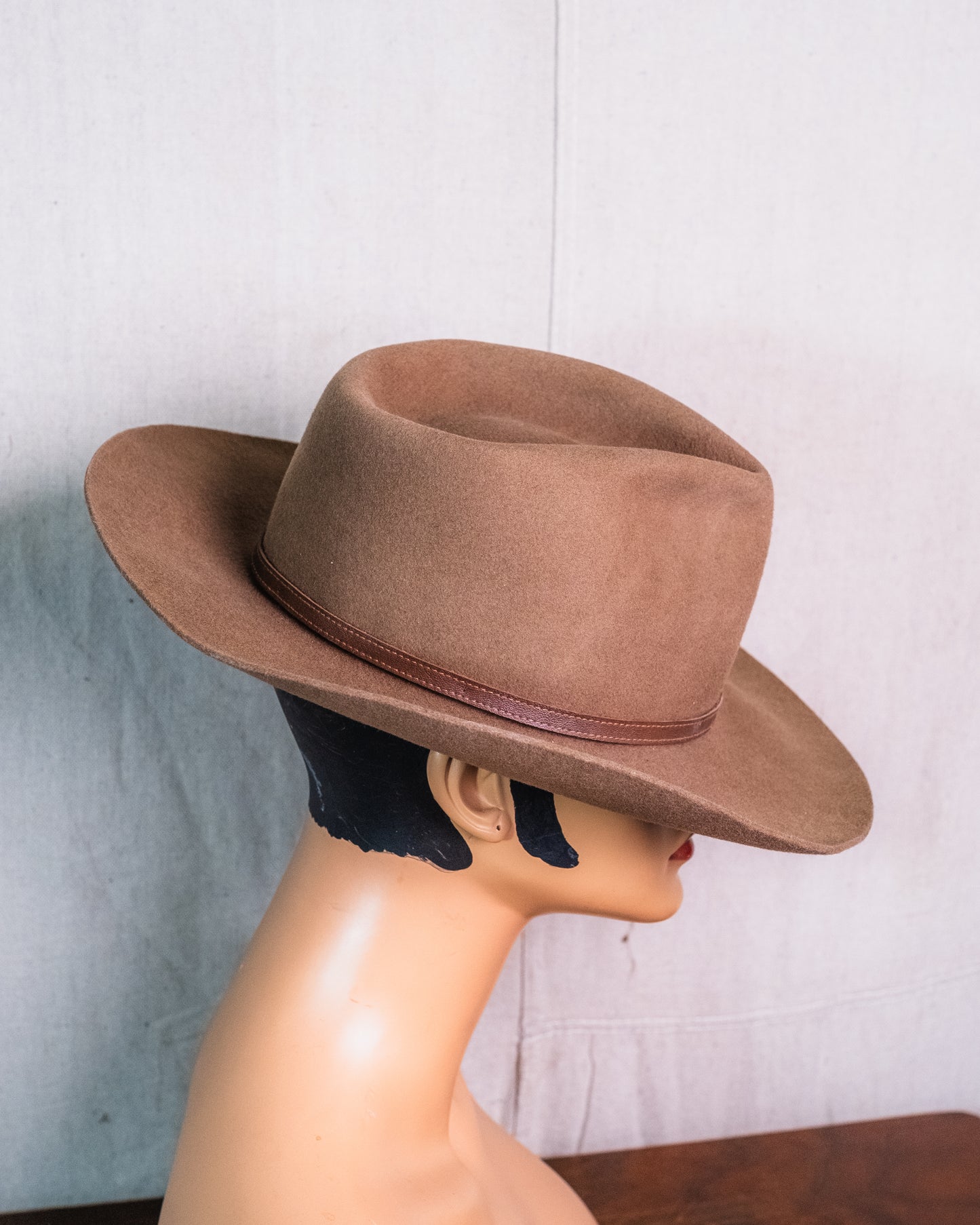 Vintage 1970s Bailey Taupe Brown Western Wool Cowboy Hat