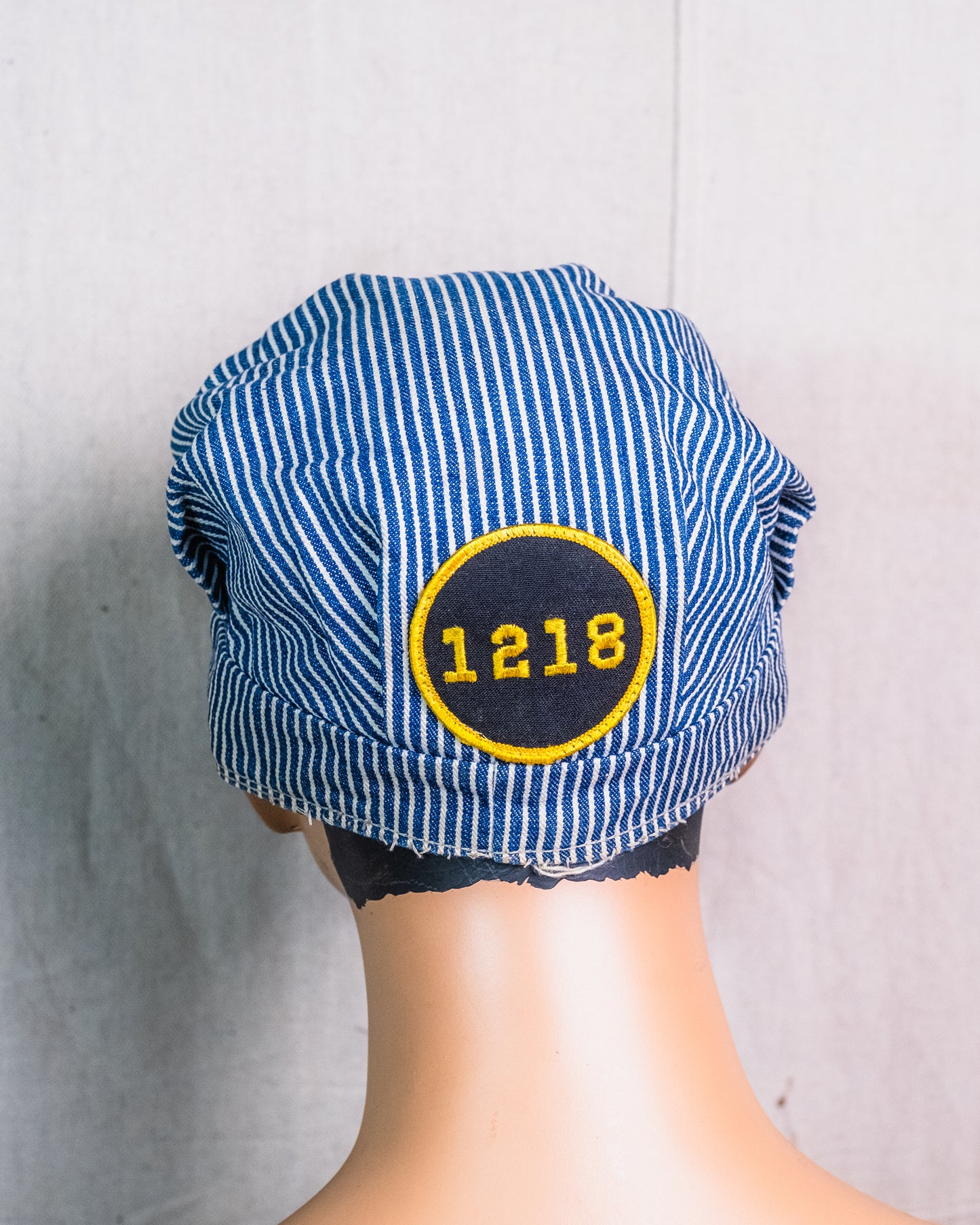 Vintage Blue & White Striped Southern Railway Patched Conductor Hat