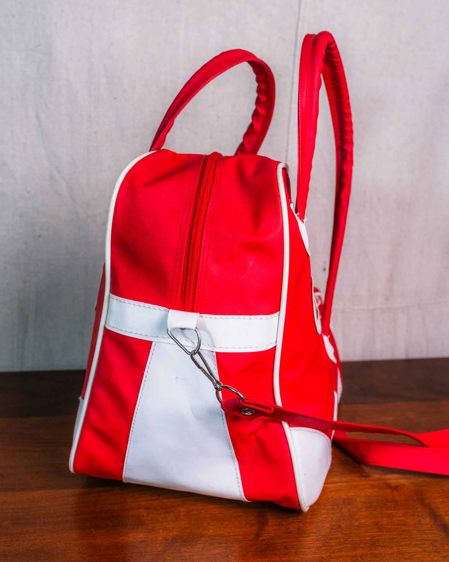 Vintage 1970s Red Vinyl Roller Skate Duffel Bag