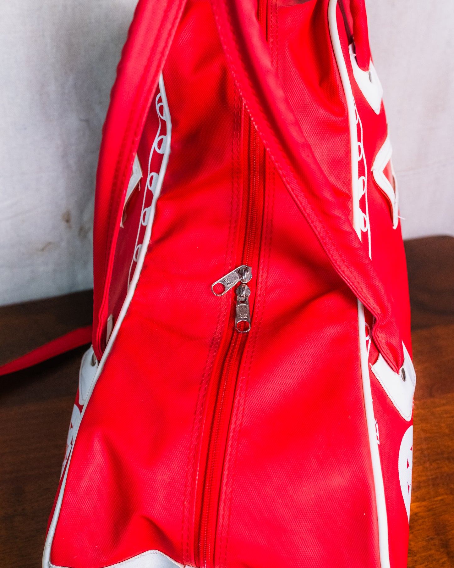 Vintage 1970s Red Vinyl Roller Skate Duffel Bag