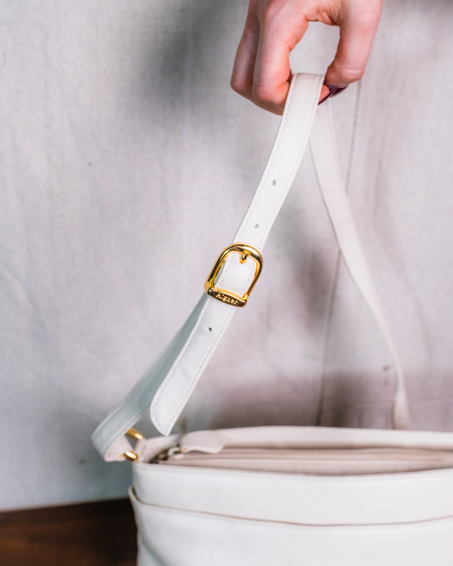 Vintage 1990s Etienne Aigner White Leather Crossbody Bag