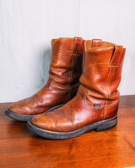 Vintage Justin Worn Brown Leather Work Boots | Men’s 7.5