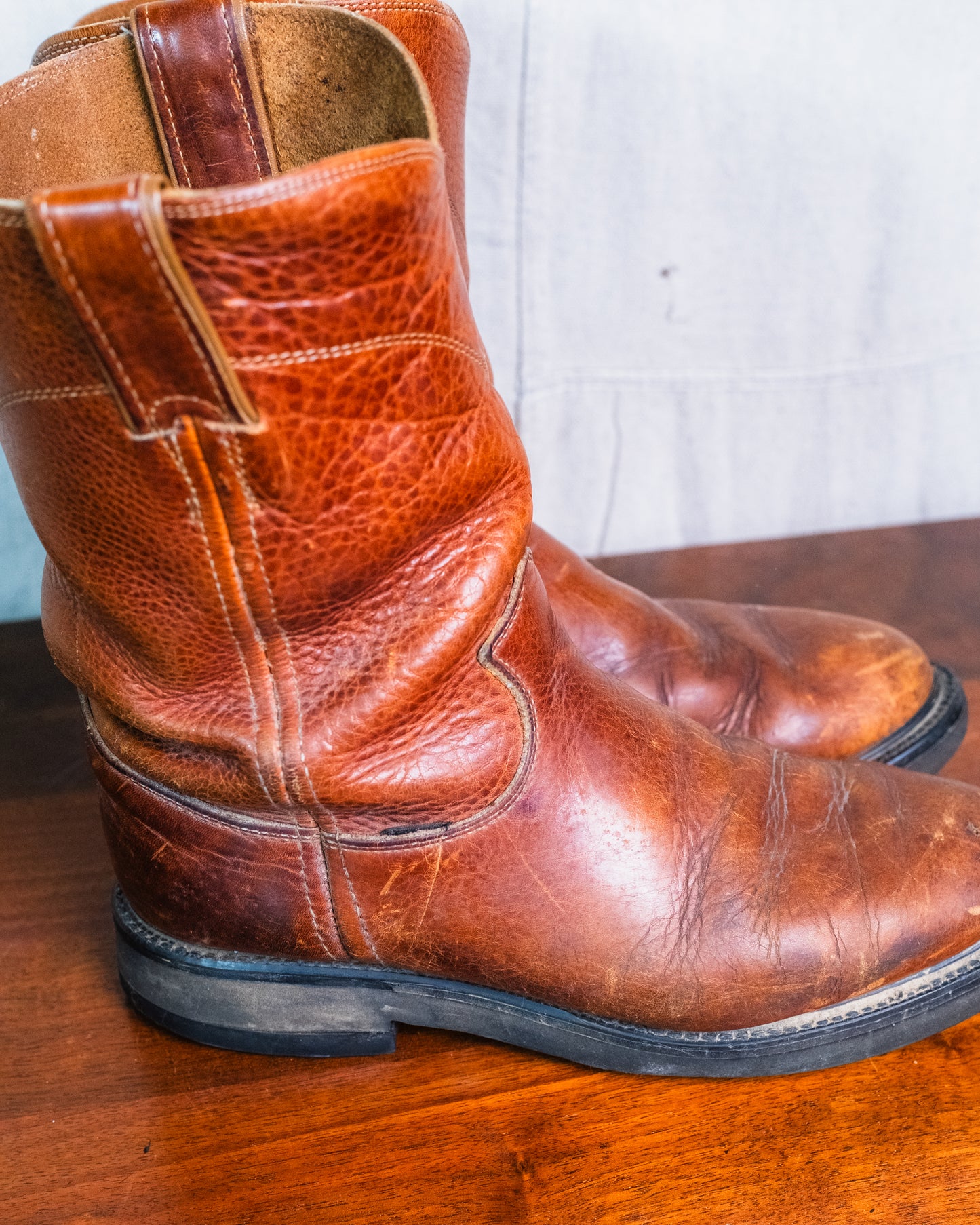 Vintage Justin Worn Brown Leather Work Boots | Men’s 7.5