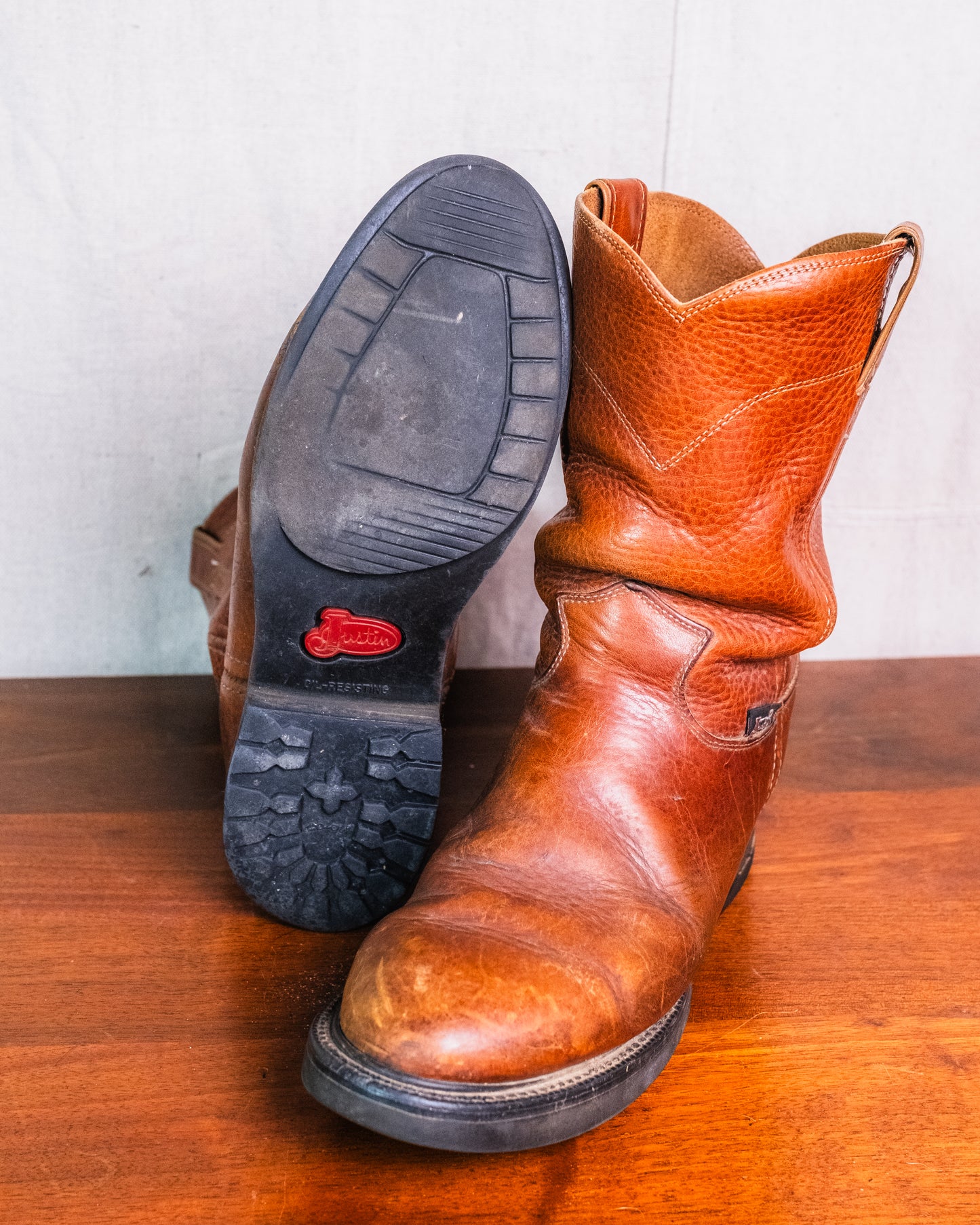 Vintage Justin Worn Brown Leather Work Boots | Men’s 7.5