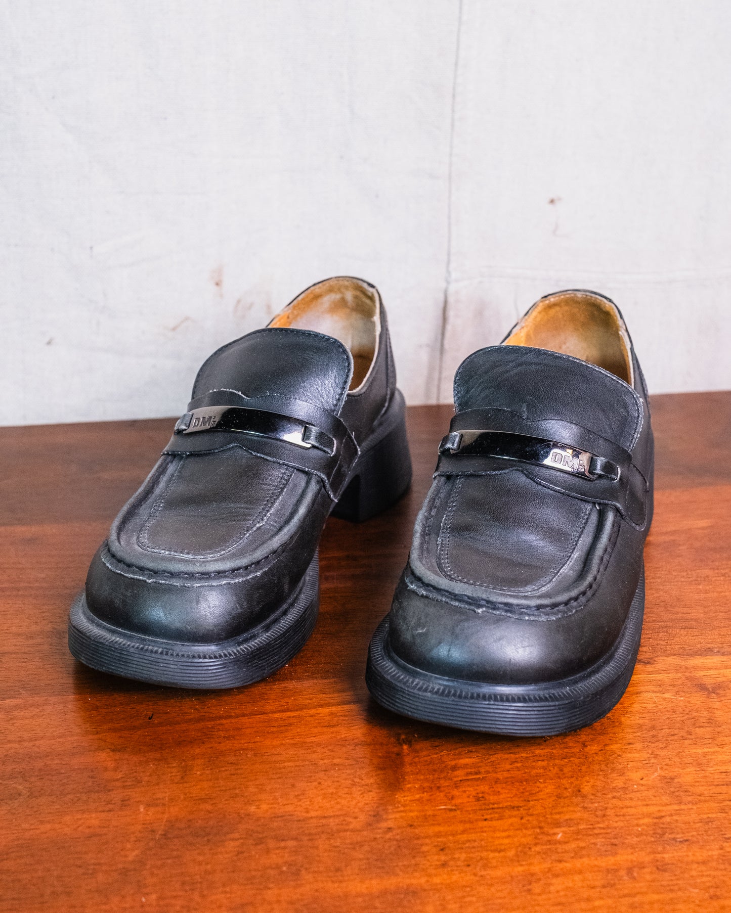 Vintage Dr. Martens Black Leather Silver Buckle Chunky Loafers | UK6 / US8