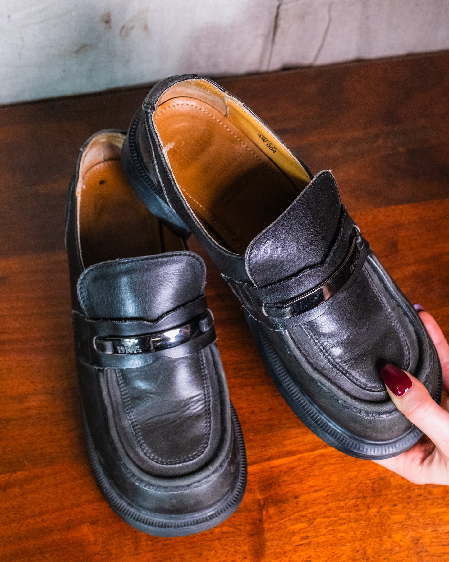 Vintage Dr. Martens Black Leather Silver Buckle Chunky Loafers | UK6 / US8