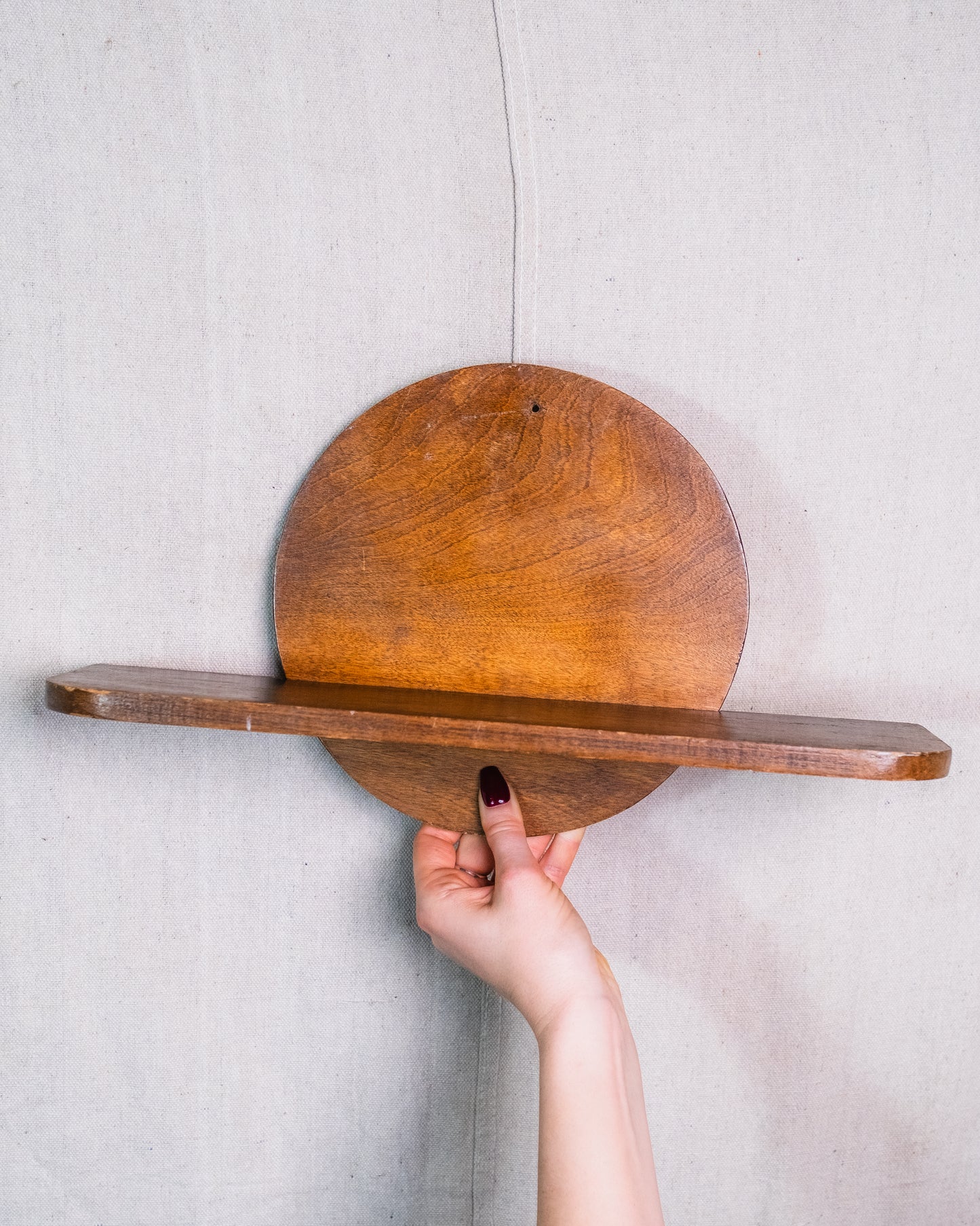 Vintage 1970's MCM Round Wall Hanging Shelf