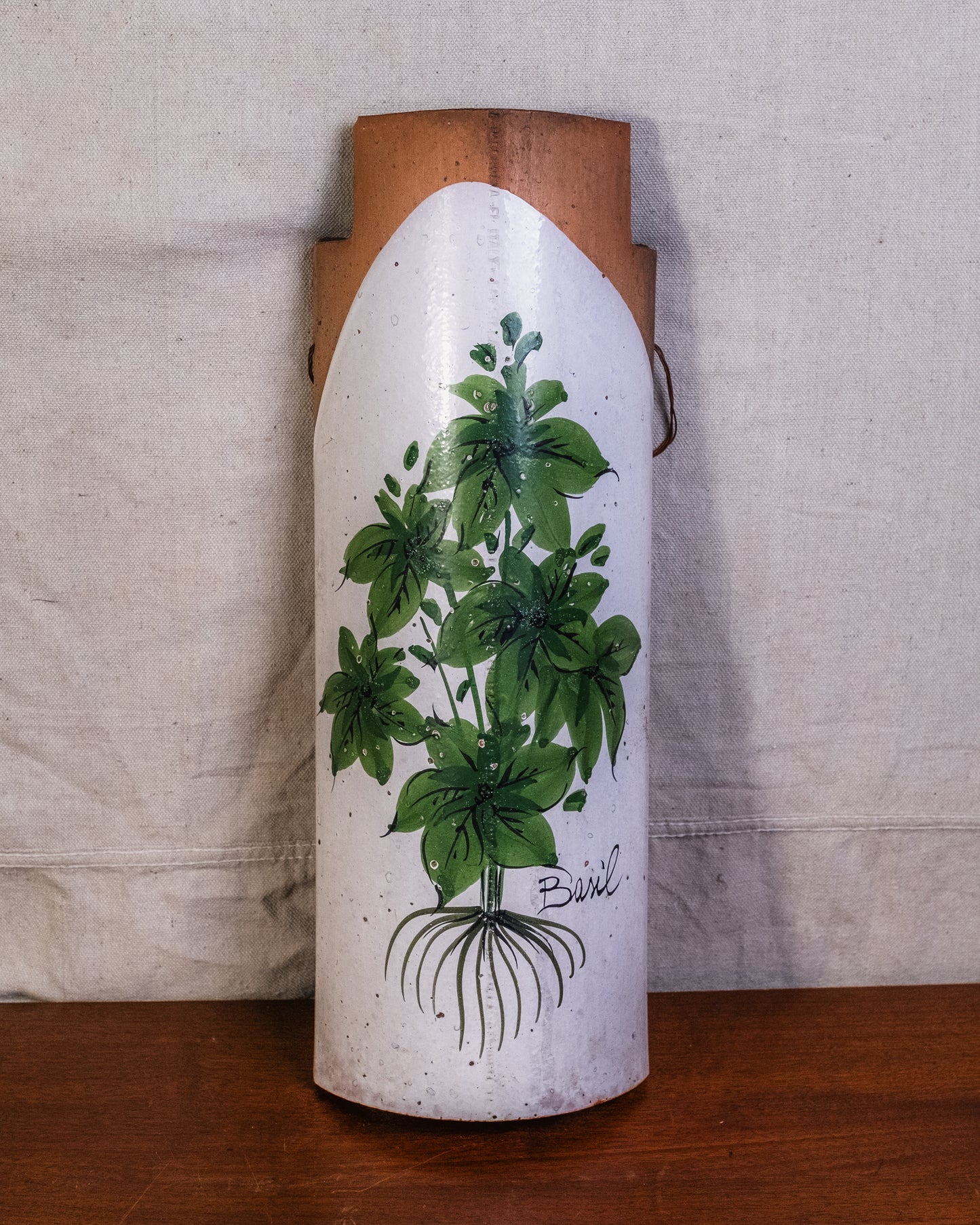 Vintage Terracotta Roof Tile Basil Wall Hanging