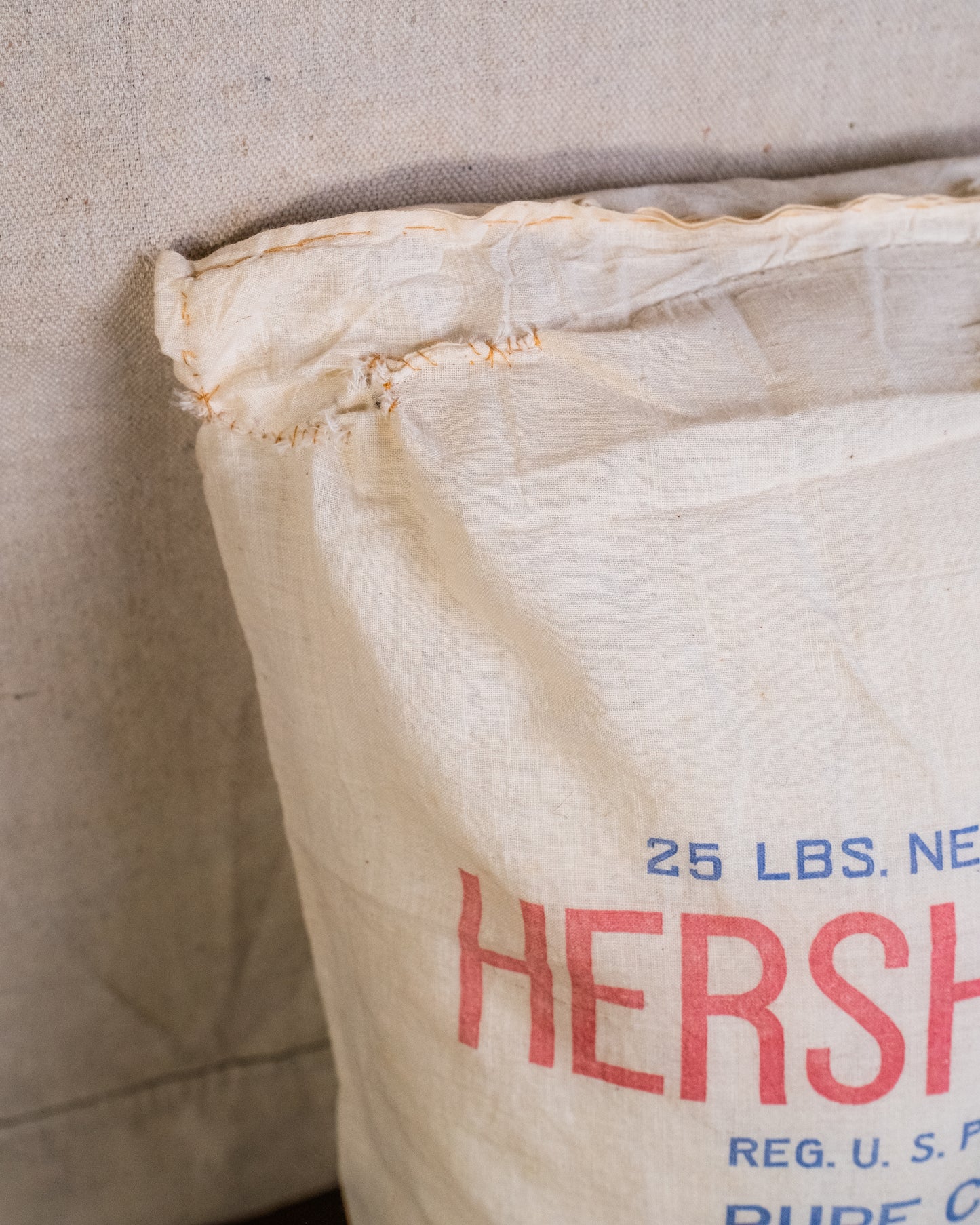 Vintage Hershey’s Sugar Sack Throw Pillow