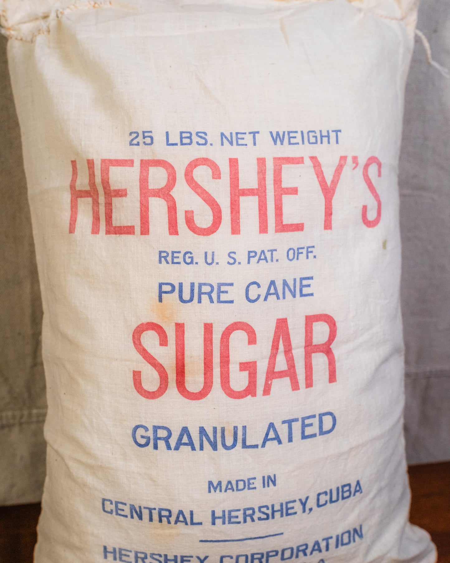 Vintage Hershey’s Sugar Sack Throw Pillow