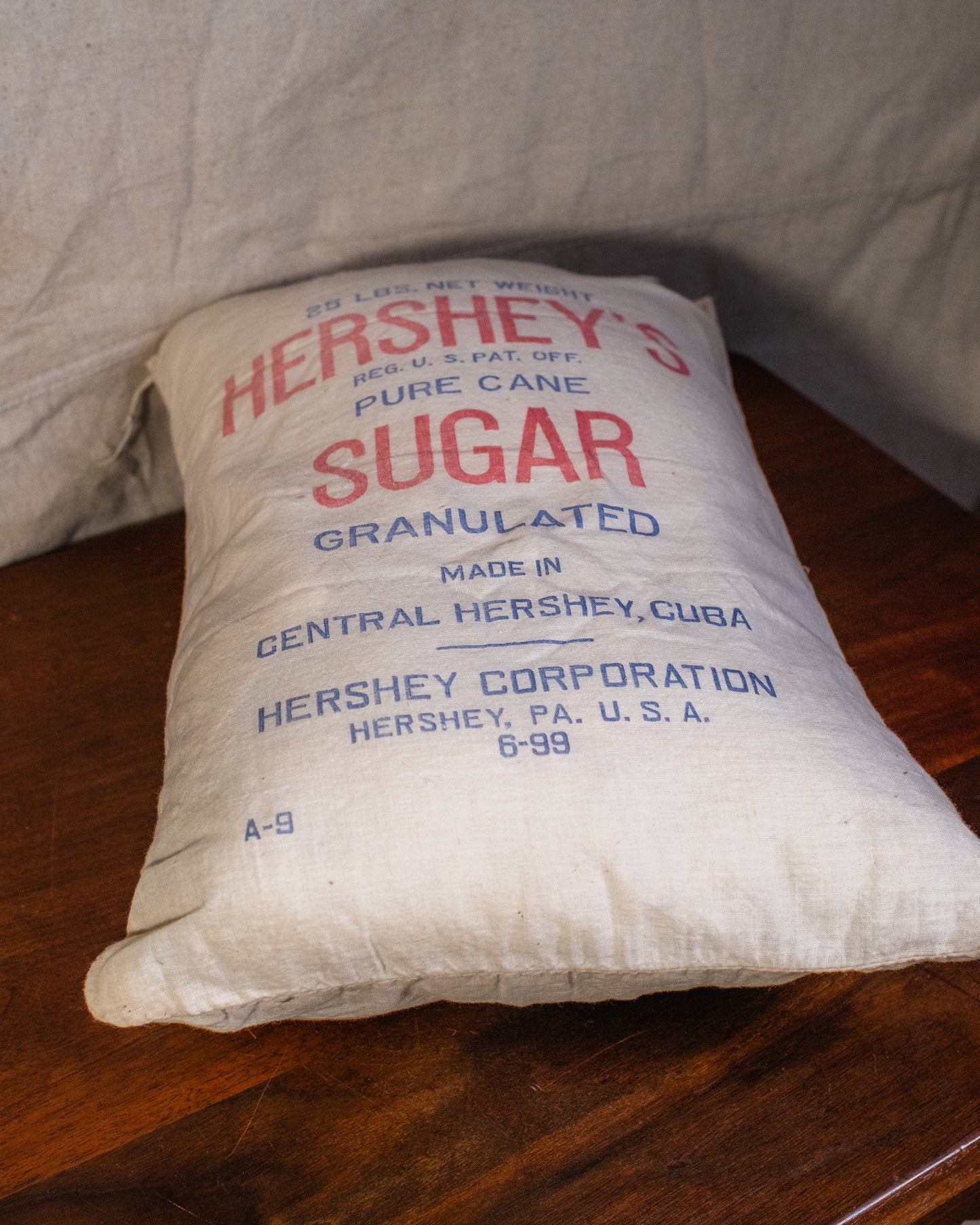 Vintage Hershey’s Sugar Sack Throw Pillow