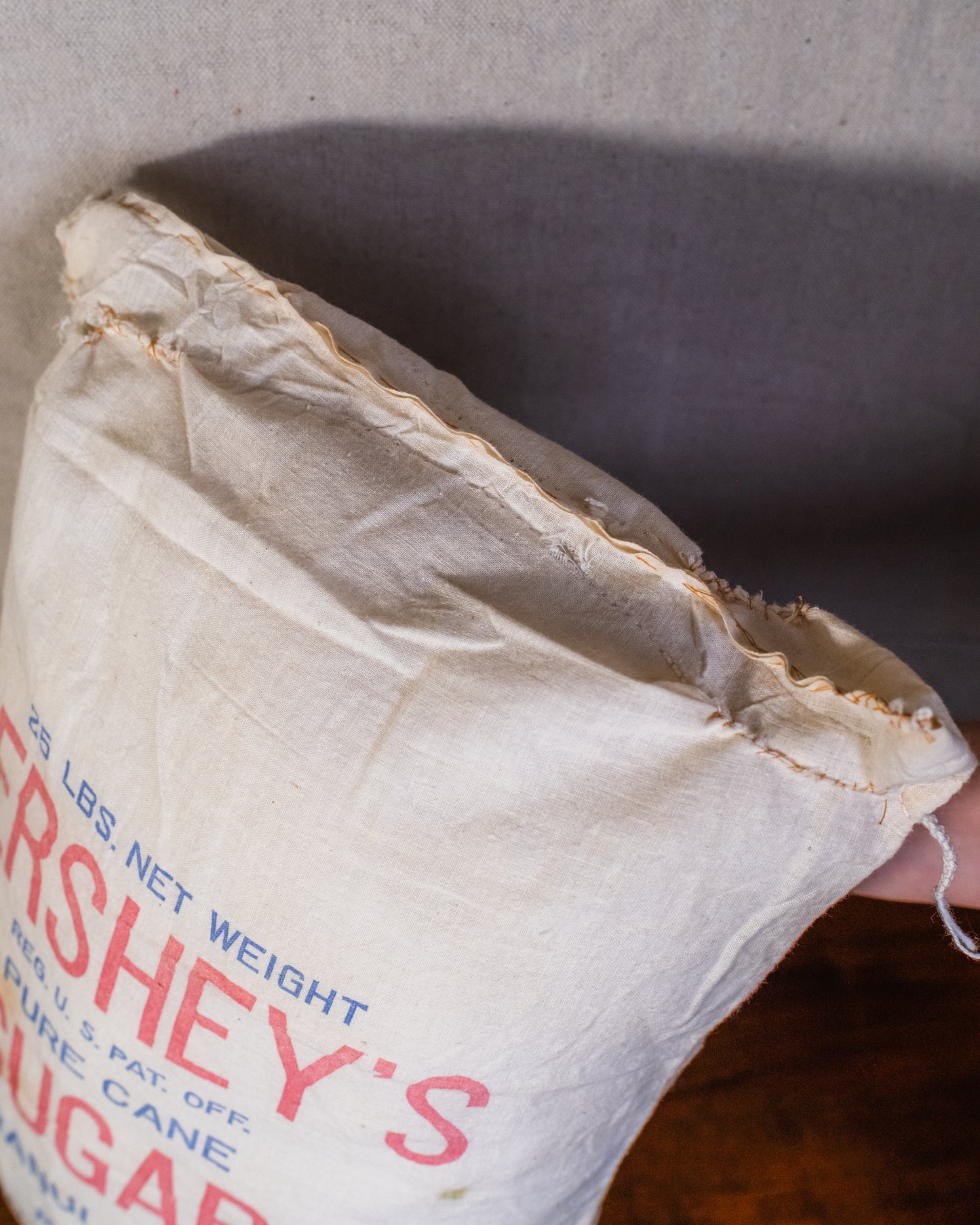 Vintage Hershey’s Sugar Sack Throw Pillow