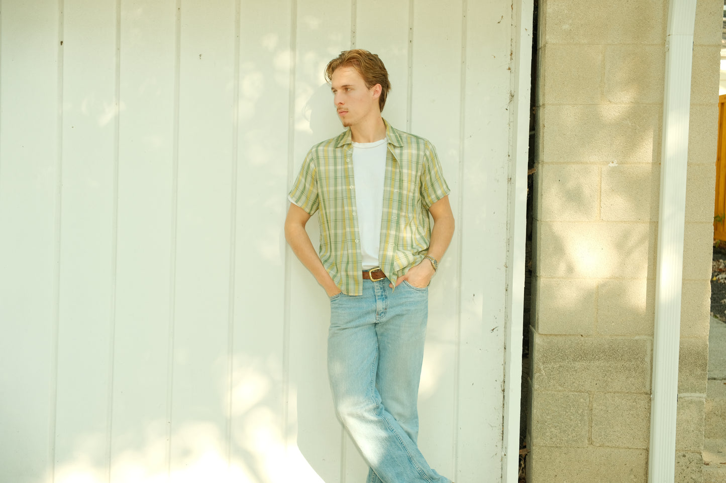 Vintage Glenn and Greg Green/Yellow Plaid Short Sleeve Shirt