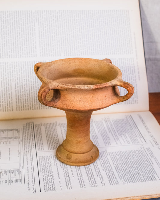 Vintage Studio Pottery Terracotta Pedestal Dish