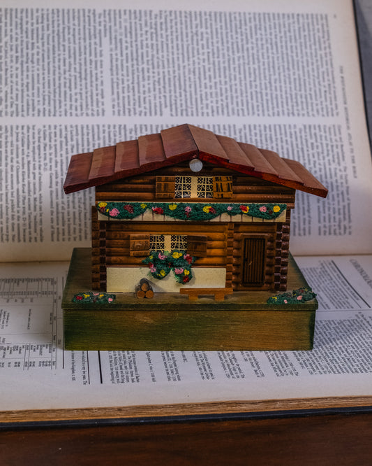 Vintage Wooden Swiss Chalet Musical Trinket Box