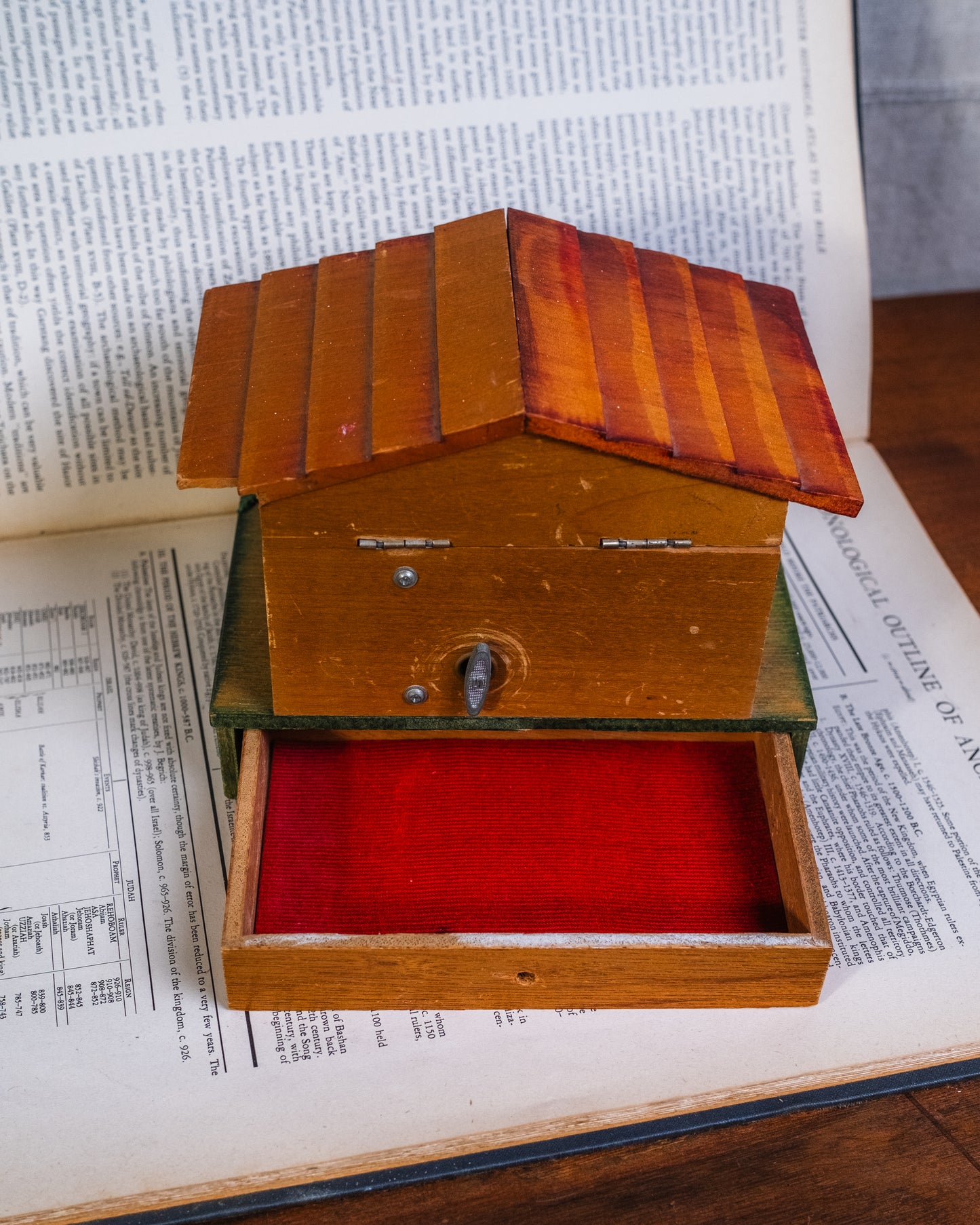 Vintage Wooden Swiss Chalet Musical Trinket Box