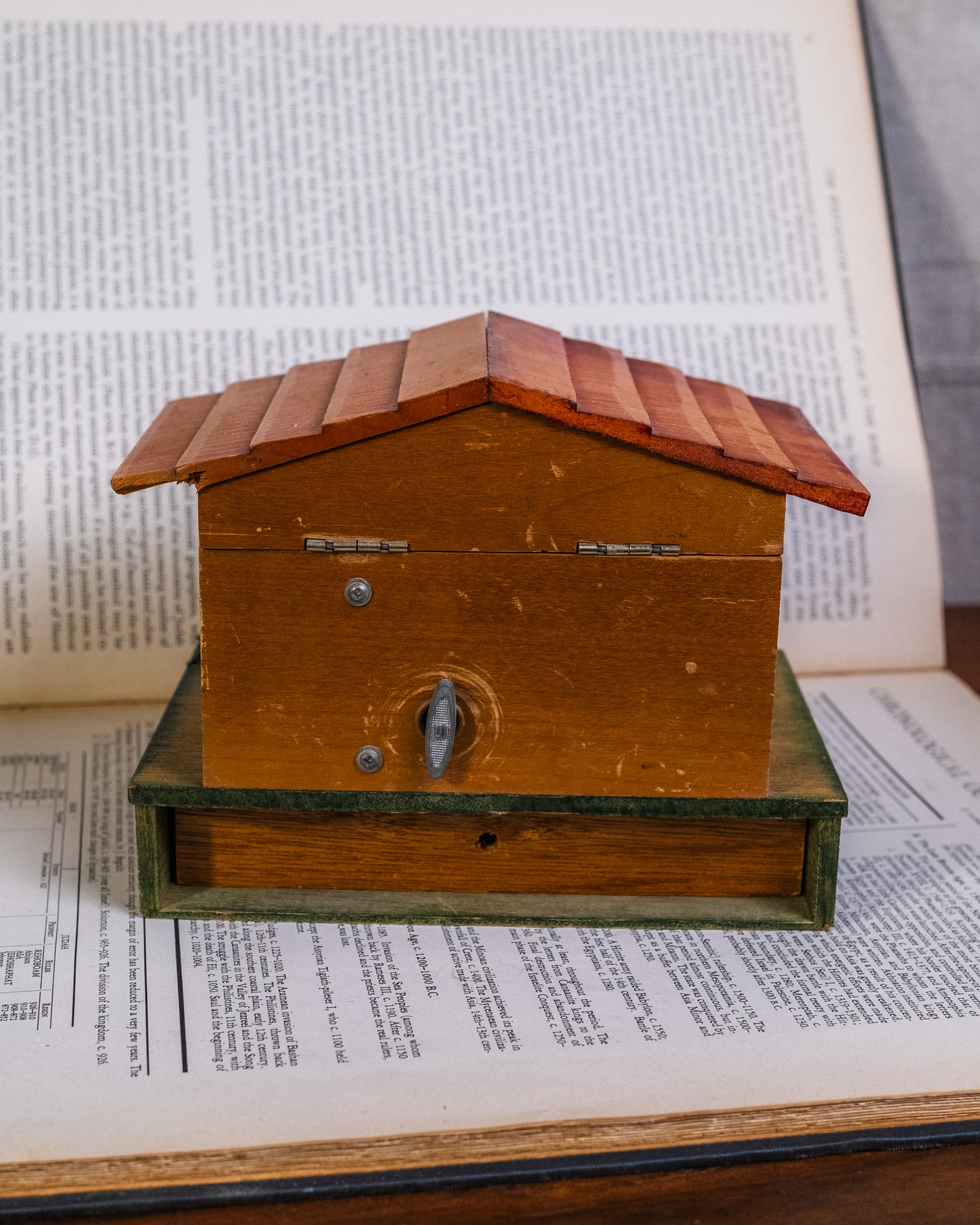 Vintage Wooden Swiss Chalet Musical Trinket Box