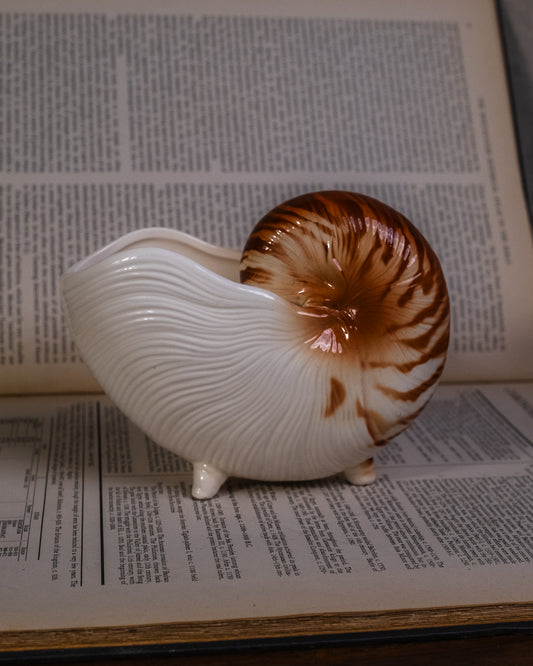 Vintage Fitz & Floyd Ceramic Nautilus Shell Planter
