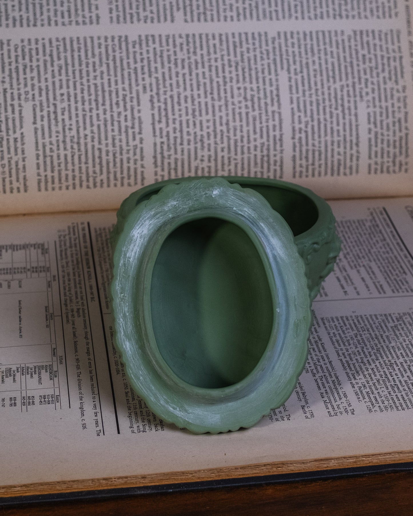Vintage Green Jasperware Cameo Trinket Box