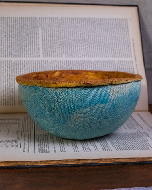 Vintage Studio Pottery Teal Rustic Centerpiece Bowl