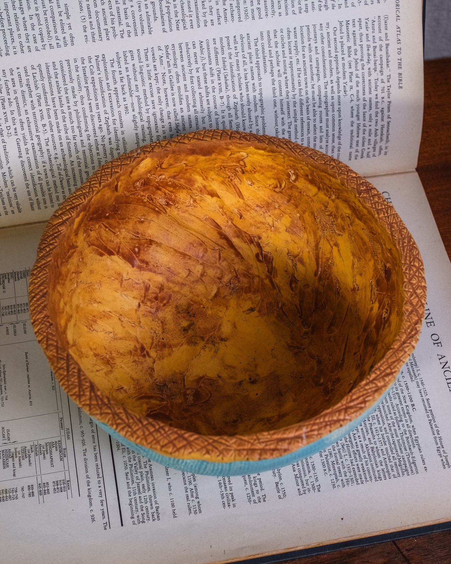 Vintage Studio Pottery Teal Rustic Centerpiece Bowl