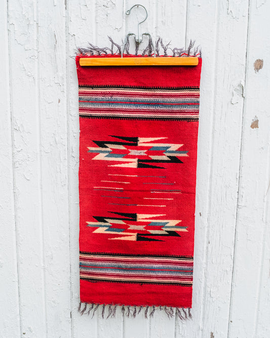 Vintage Red Southwest Woven Wool Chimayo Rug