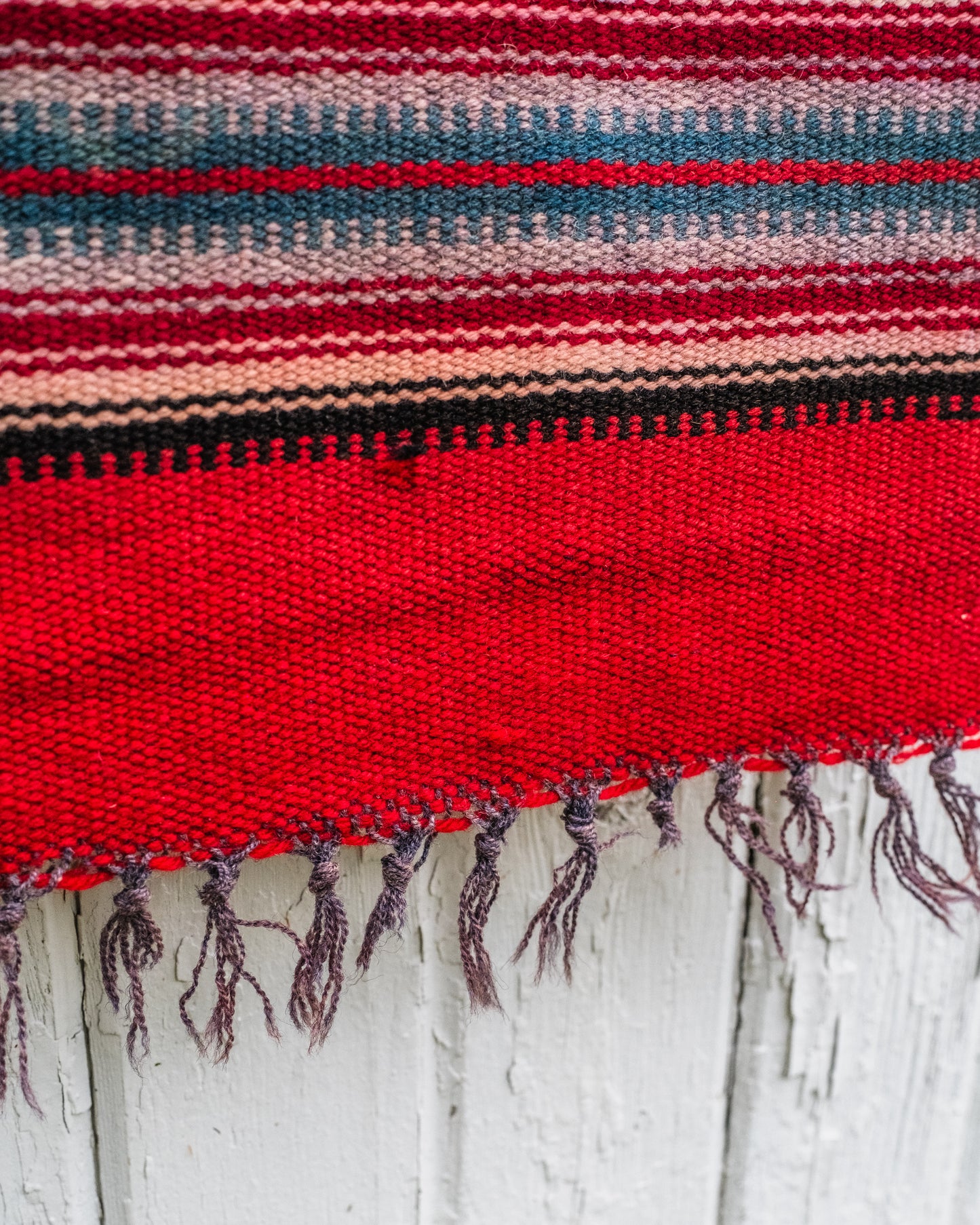 Vintage Red Southwest Woven Wool Chimayo Rug