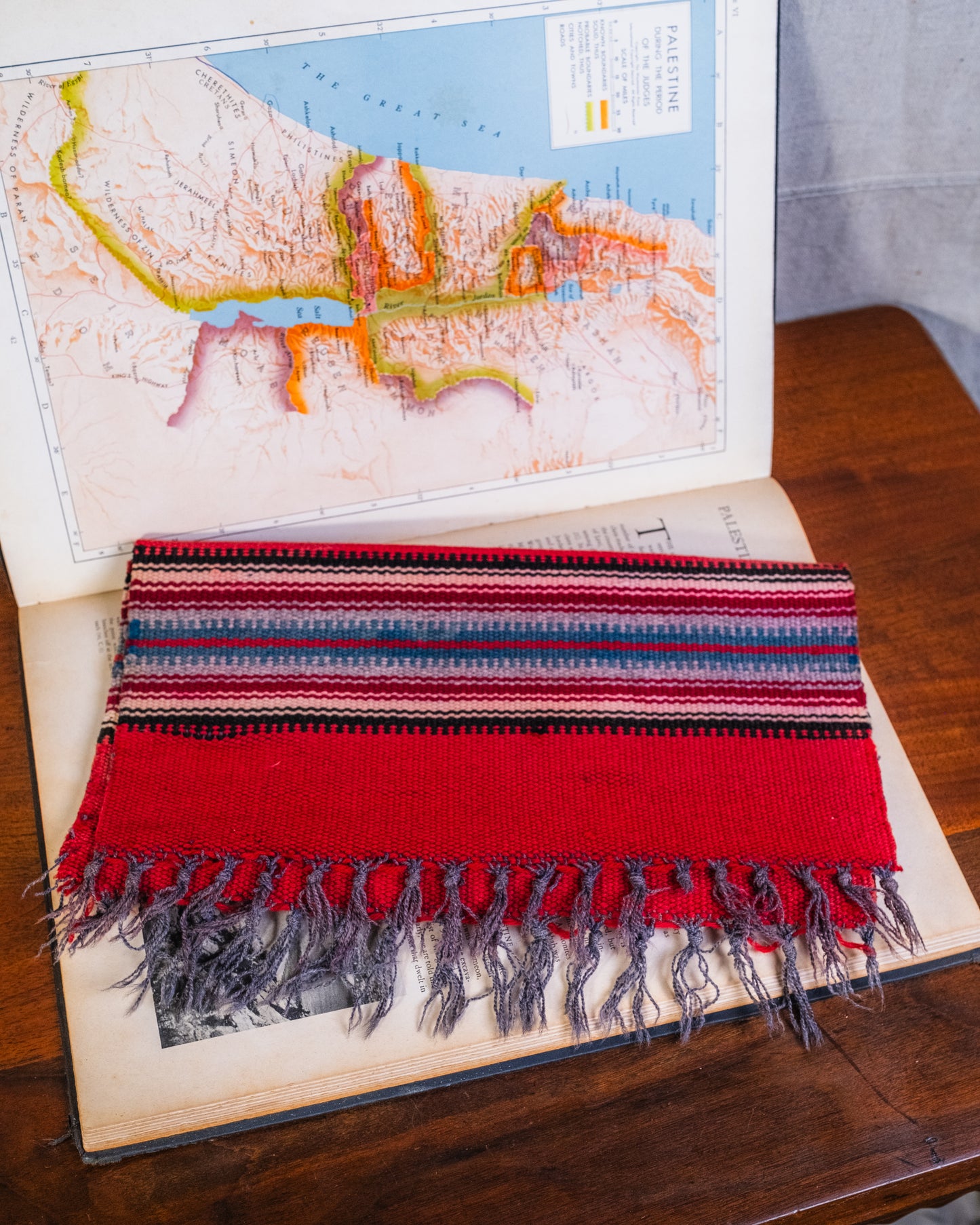 Vintage Red Southwest Woven Wool Chimayo Rug