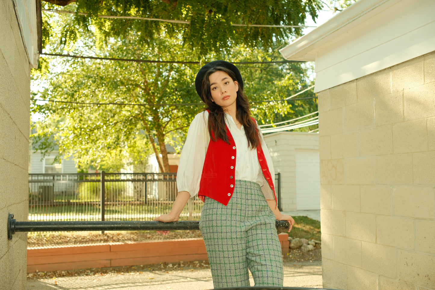 Vintage Reversible Red Plaid Vest