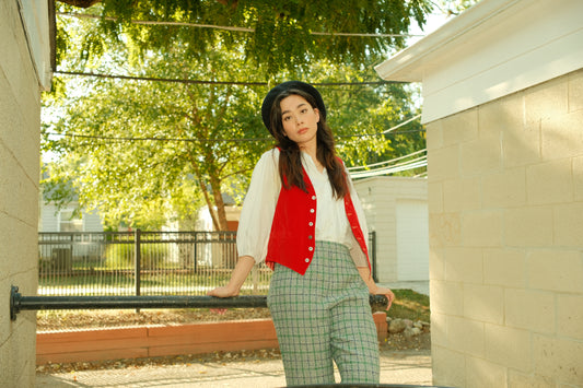 Vintage Reversible Red Plaid Vest