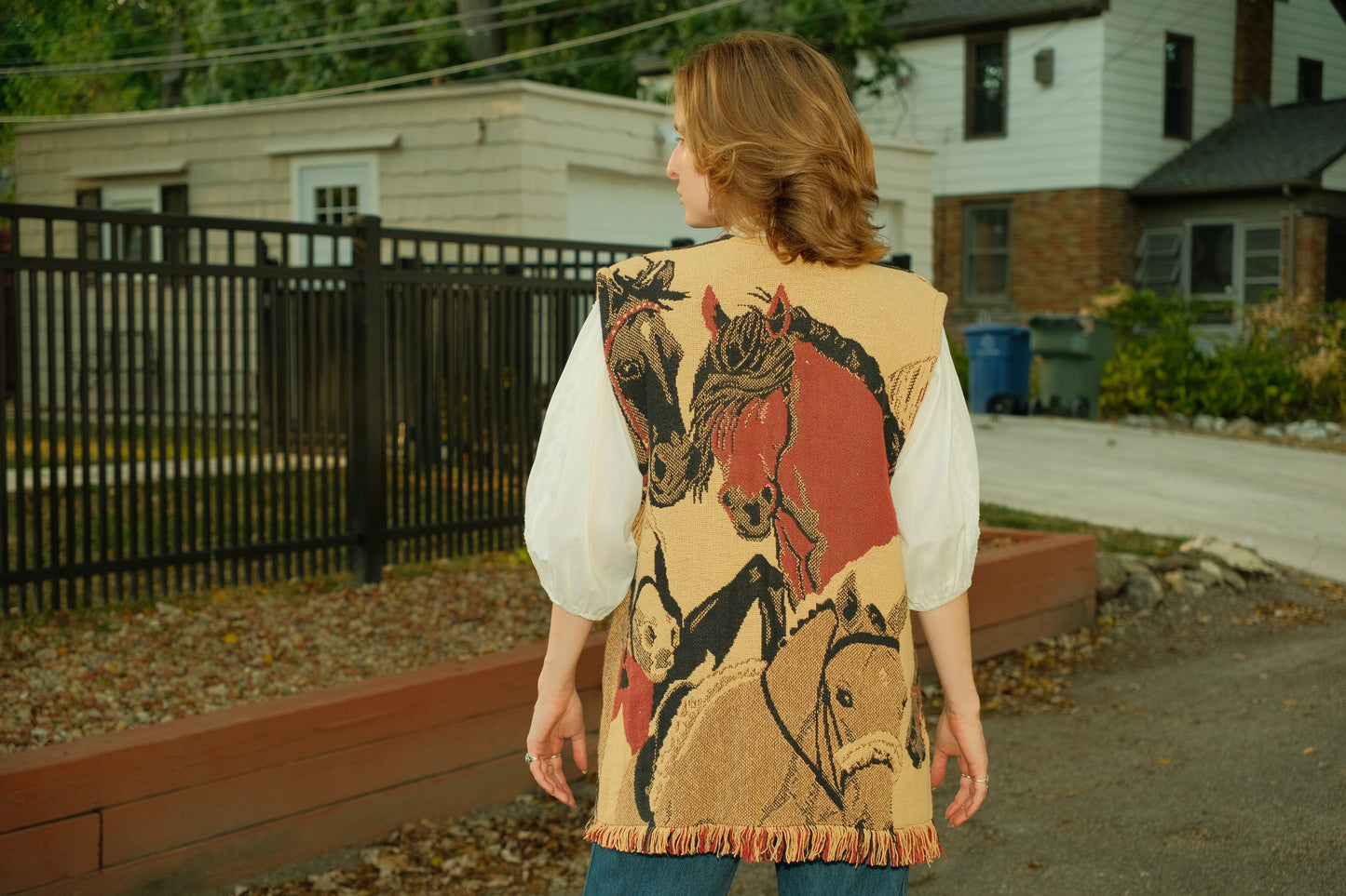 Vintage Sugar Street Weavers Horse Tapestry Vest