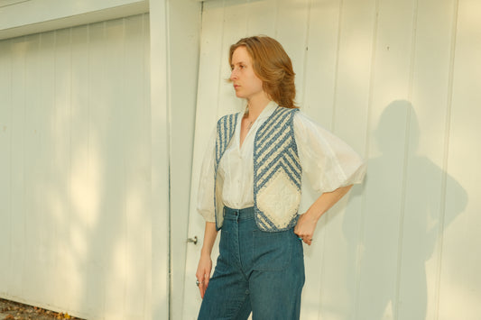 Vintage Jane Channell Quilted Vest | Blue Willow