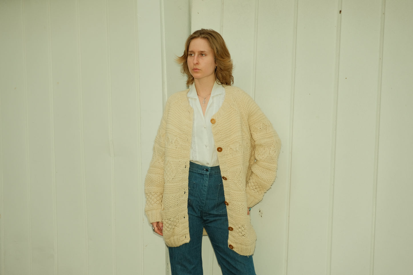 Vintage Olympic Wool Cardigan | Cream