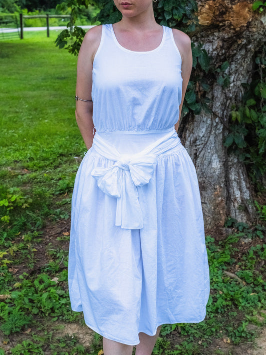 Vintage 1980s Kathy Martin for Expo White Cotton Sleeveless Dress | Small