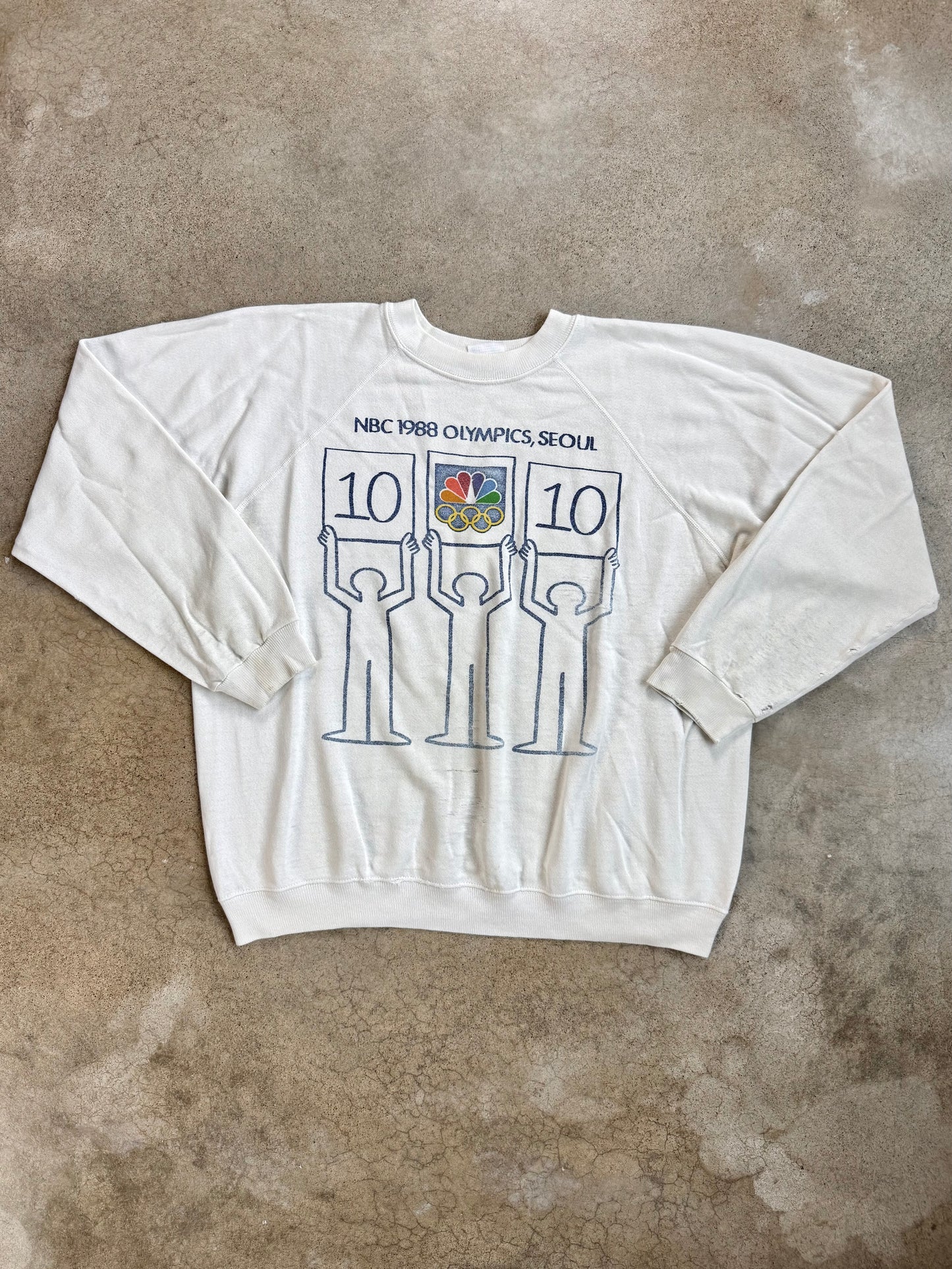 Vintage 1988 NBC Olympics Seoul Korea Raglan Sweatshirt | XL