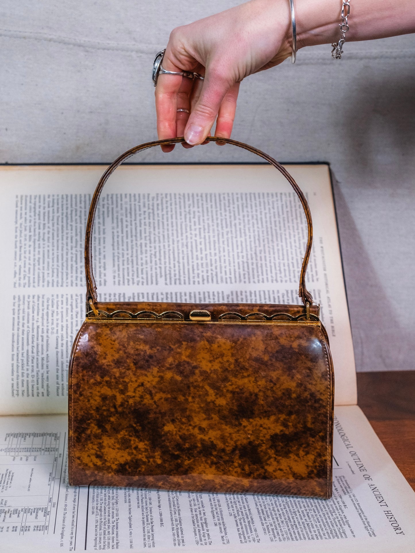 Vintage 1950s Coblentz Patent Leather Tortoiseshell Purse