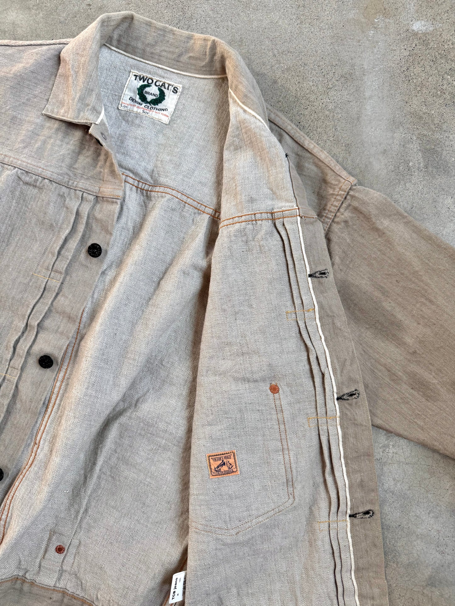 Vintage-Style TCB Jeans Tan Selvedge Denim Buckleback Jacket | 40