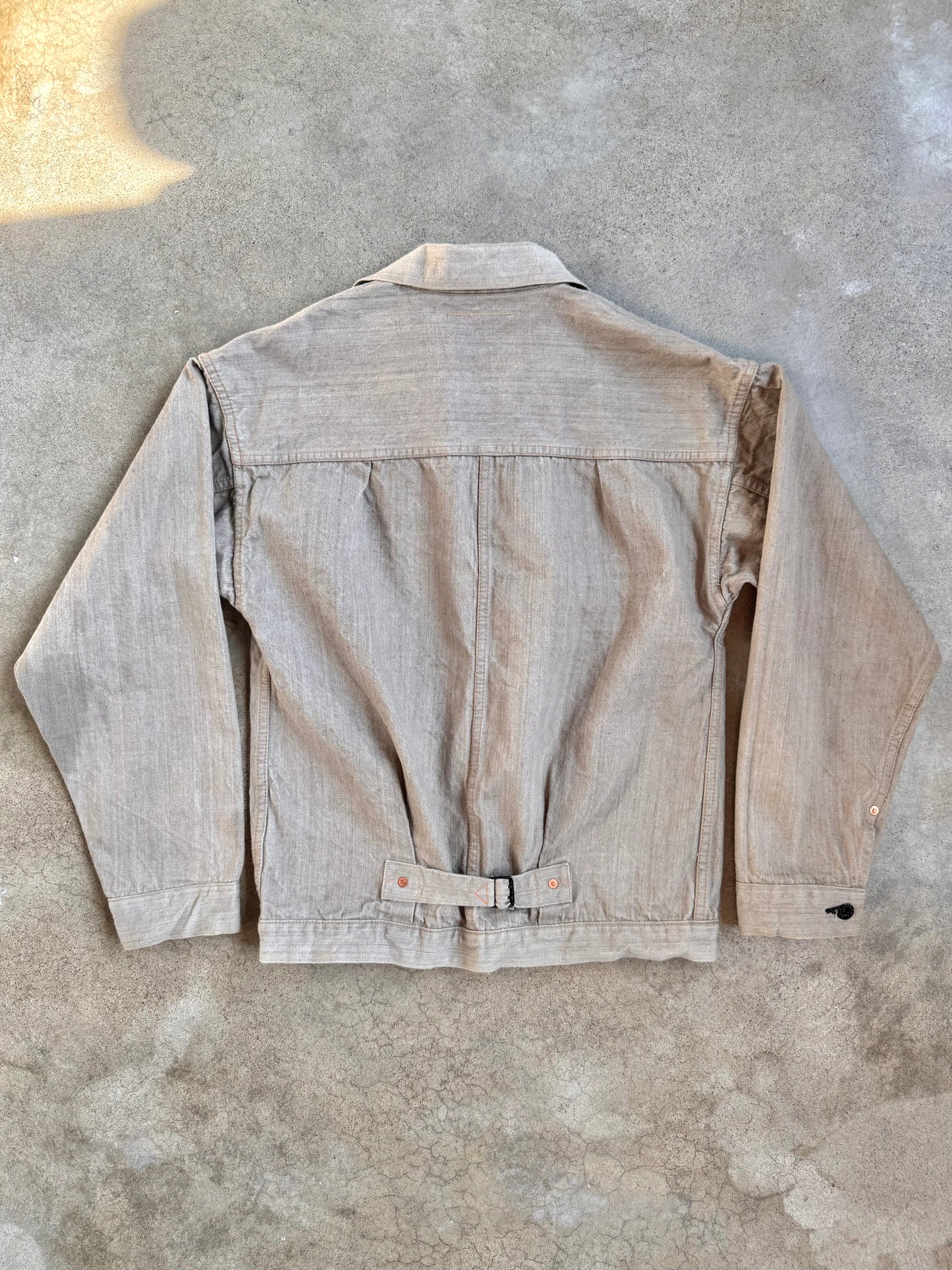 Vintage-Style TCB Jeans Tan Selvedge Denim Buckleback Jacket | 40