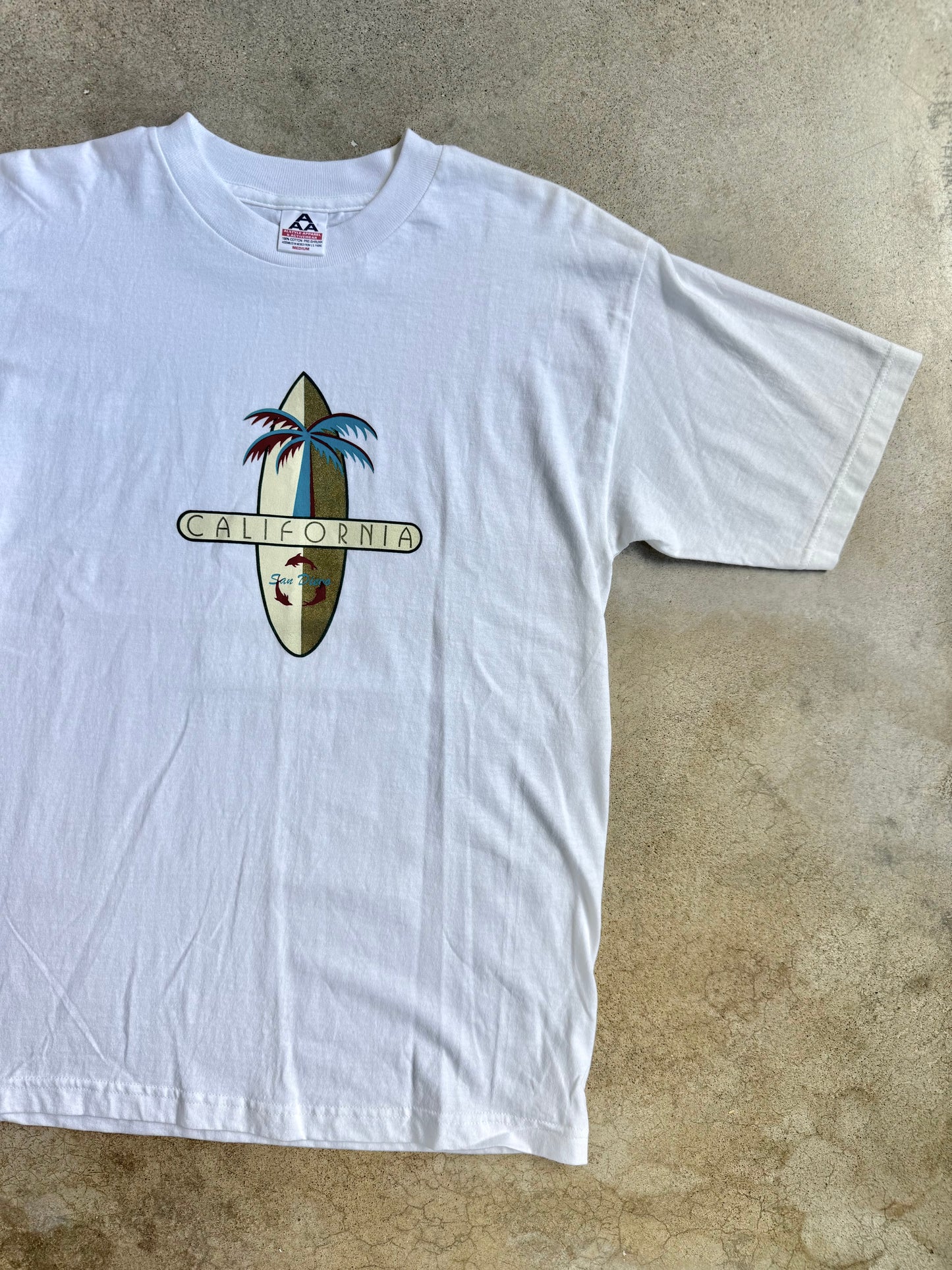 Vintage 1990s San Diego California Surf Board Graphic Tee | Medium