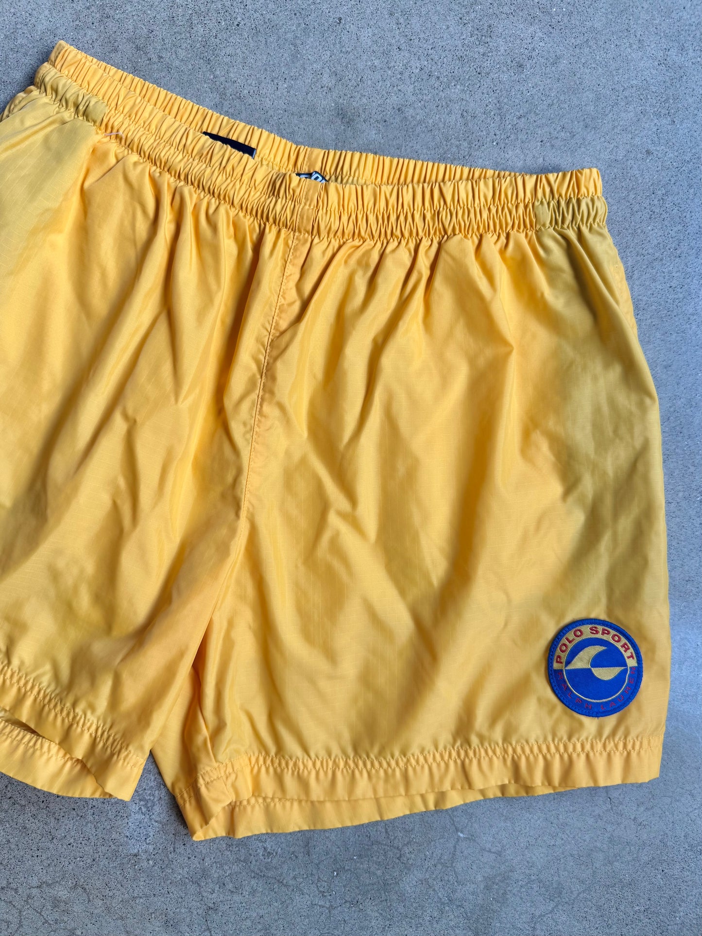 Vintage 2000s Polo Sport Yellow Nylon Swim Shorts | XL