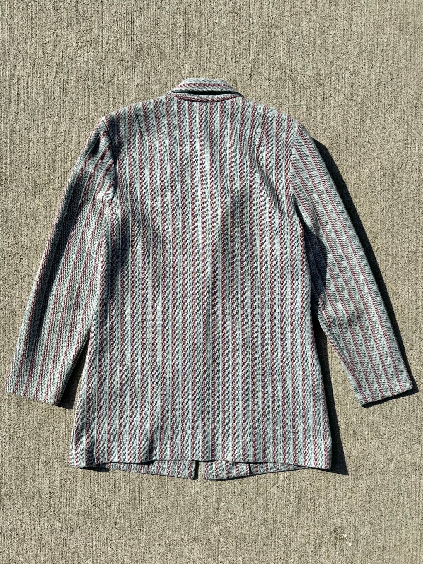 Vintage 1970s KoKo Knits Grey Striped Blazer | S/M