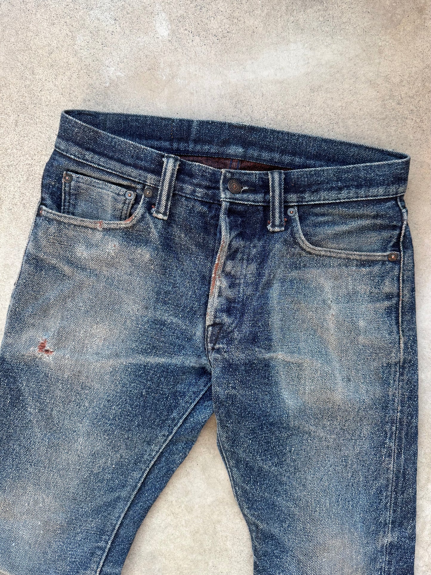 Pure Blue Okayama Denim Japanese Selvedge 18oz Kakishibu Faded Jeans | Waist 30”