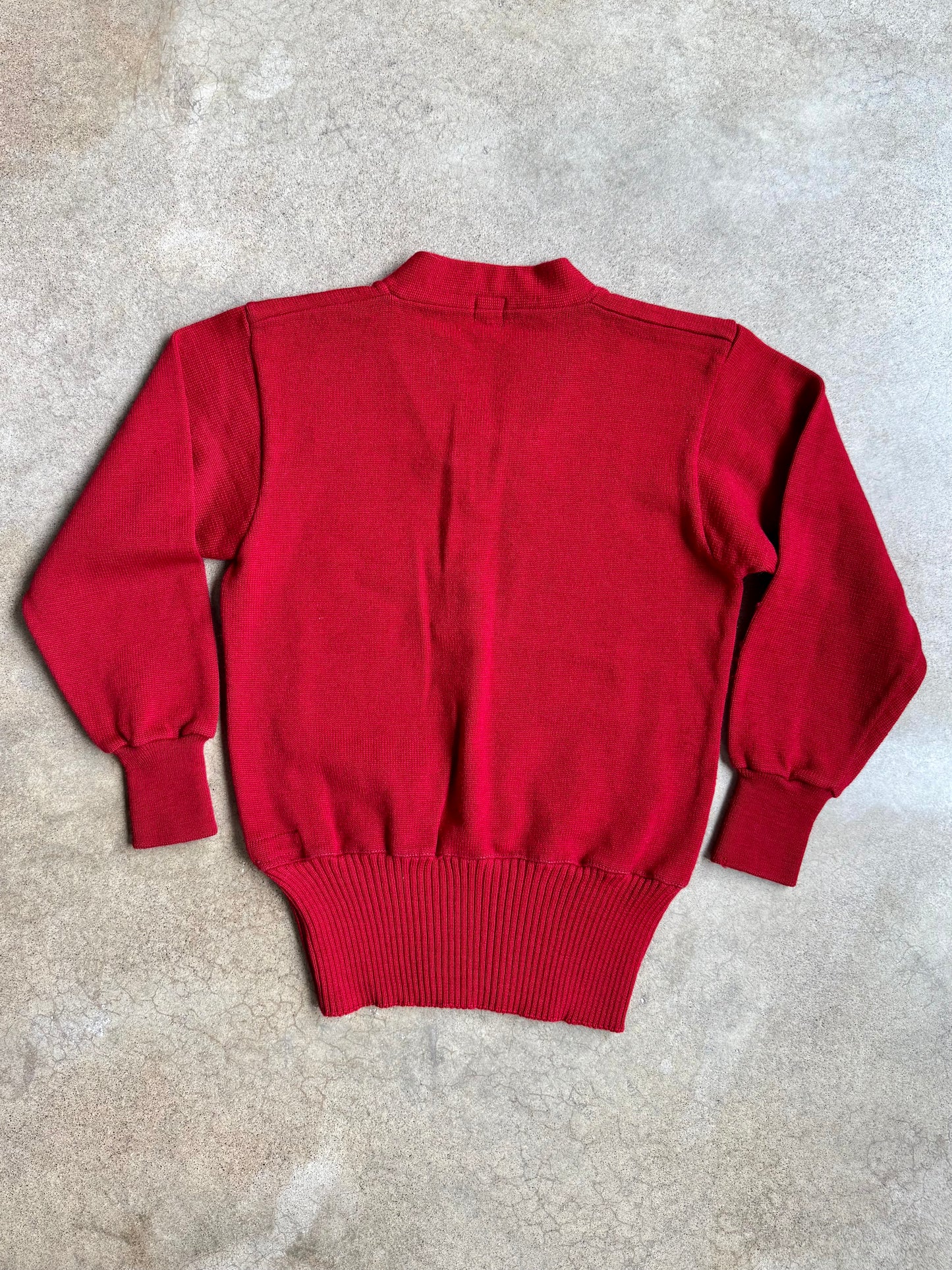 Vintage 1940s Lowe & Campbell Red Wool V-Neck Sweater | 34