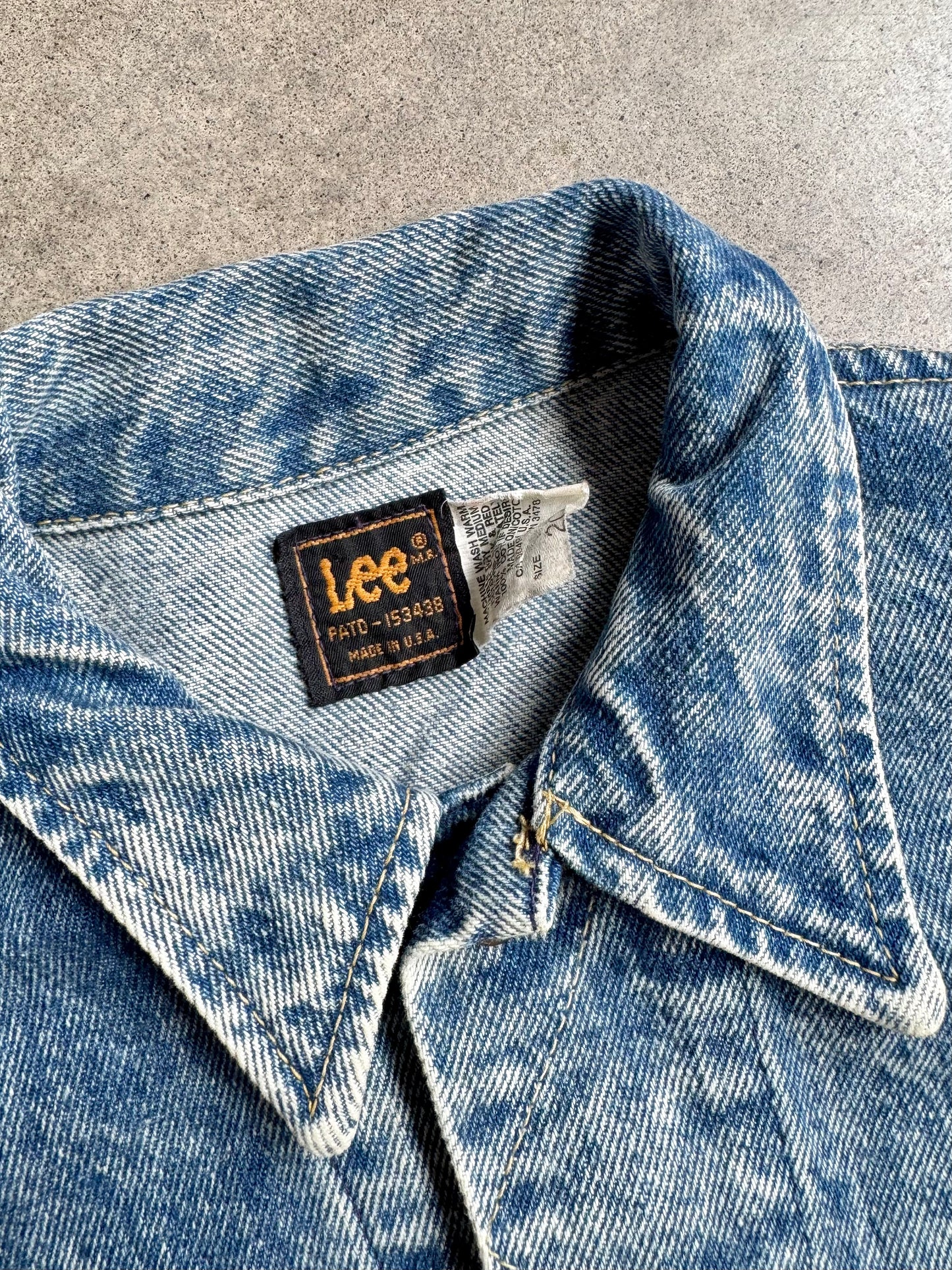 Vintage 1980s Lee Cable Knit Sleeve Denim Jacket | Medium