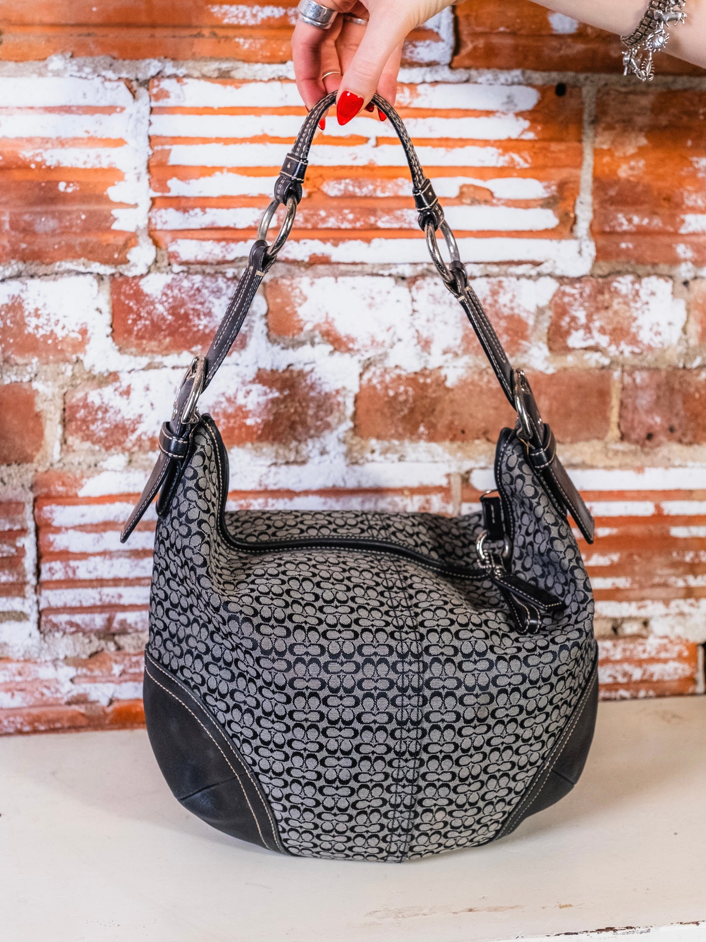 Vintage Coach Black Soho Signature Hobo Shoulder Bag | Style No. 1461